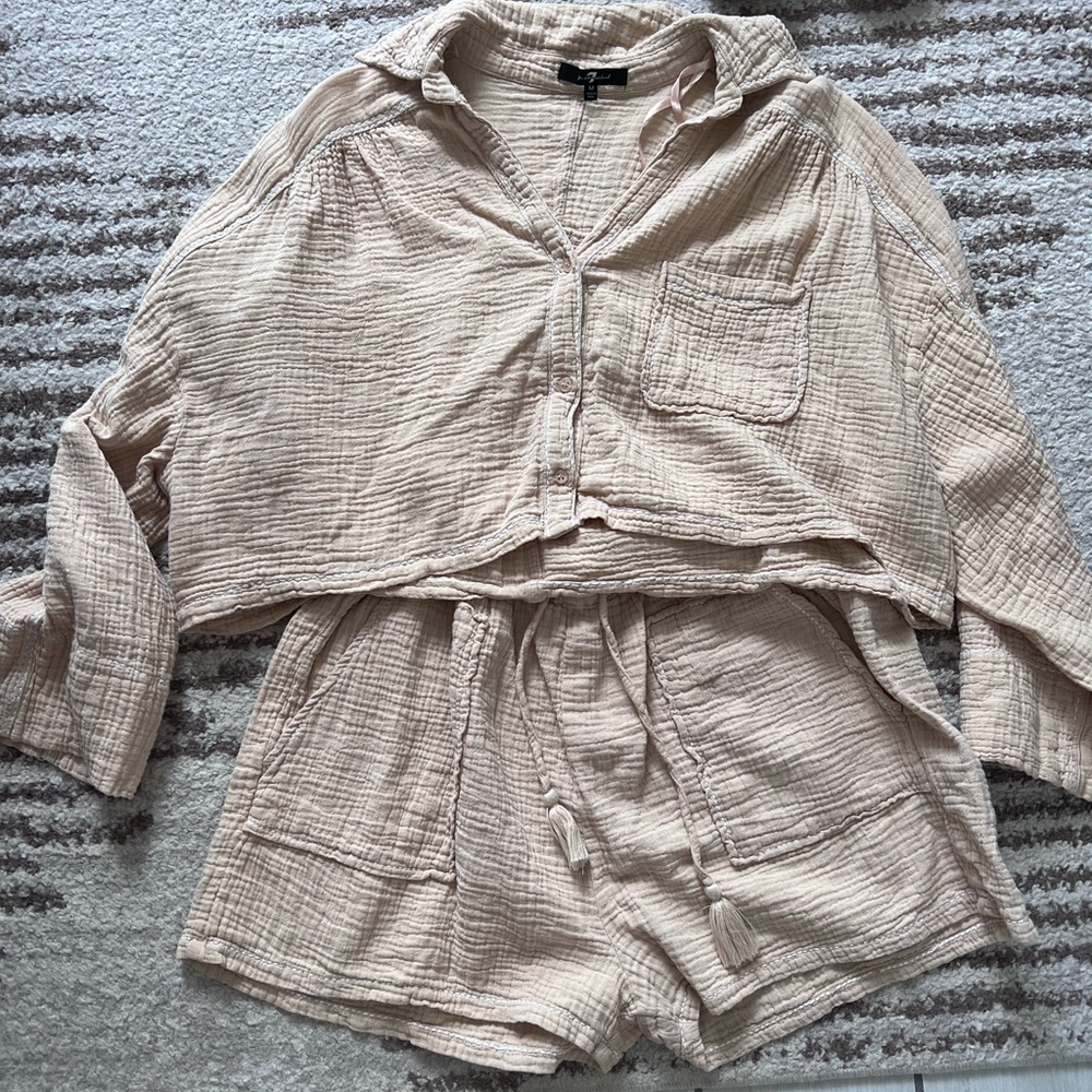7 for all mankind, short and button-down set